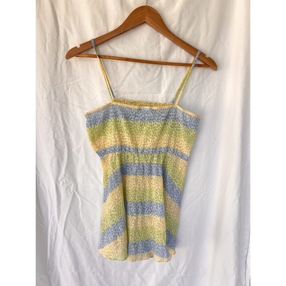VTG Beatrice Smocked Ombre Striped Cami Top Women’s Size XS Pastel Summer Flow - Picture 3 of 5